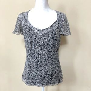 Ann Taylor Short Sleeve Freckled Blouse